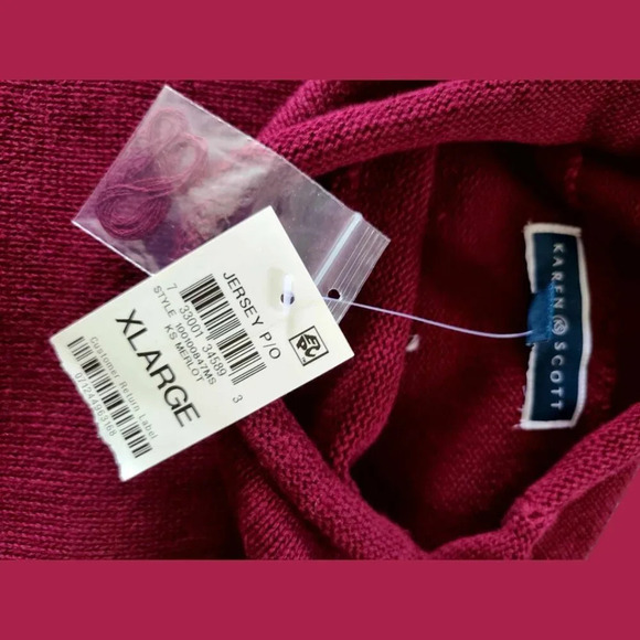 Karen Scott Cowl neck sweater in burgundy 100% cotton - Picture 2 of 5